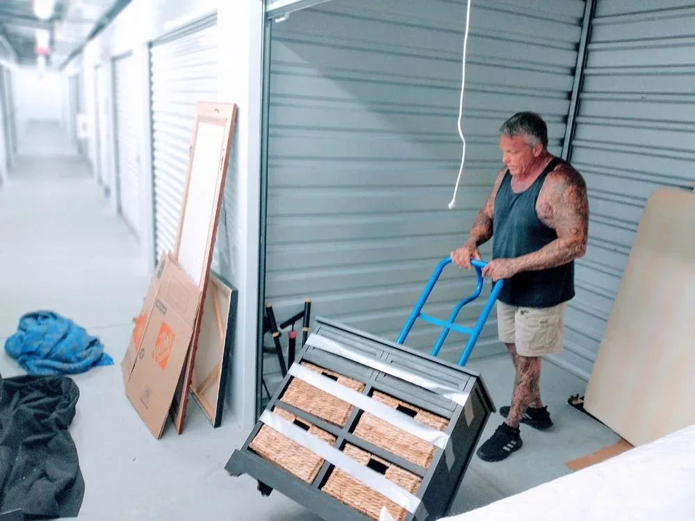 Loaded truck with items strapped and secured